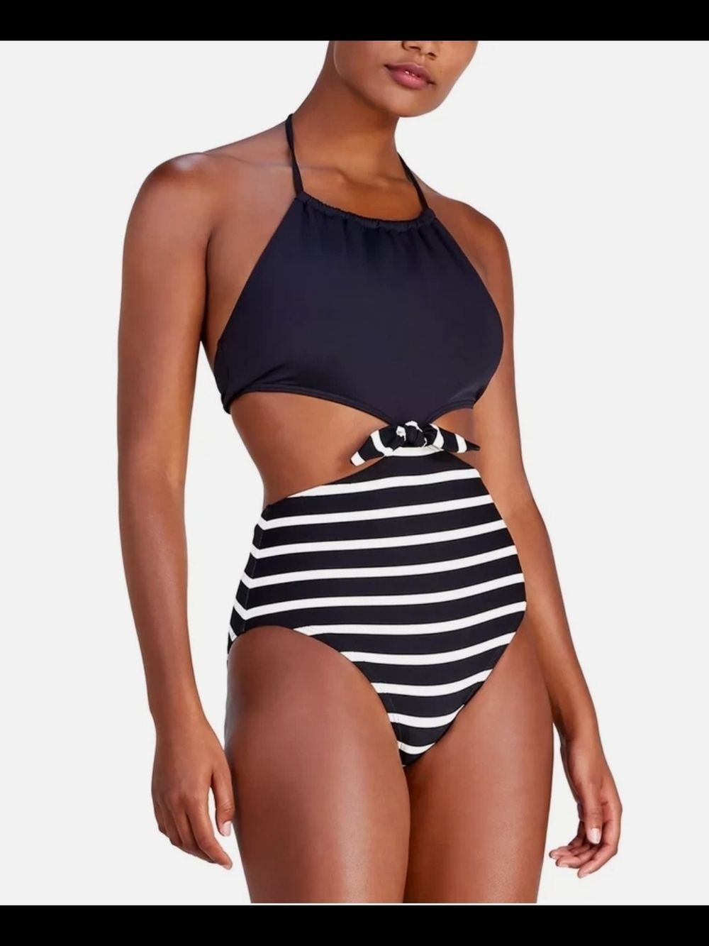 kate spade new york Women's High-Neck Mixed-Print One-Piece Swimsuit